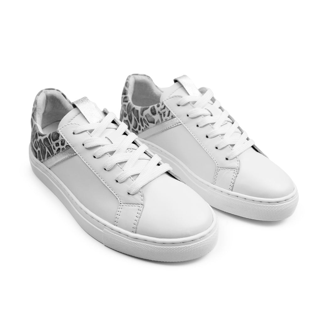 Minfot Comfort Sneakers Skinn Leopard Vit