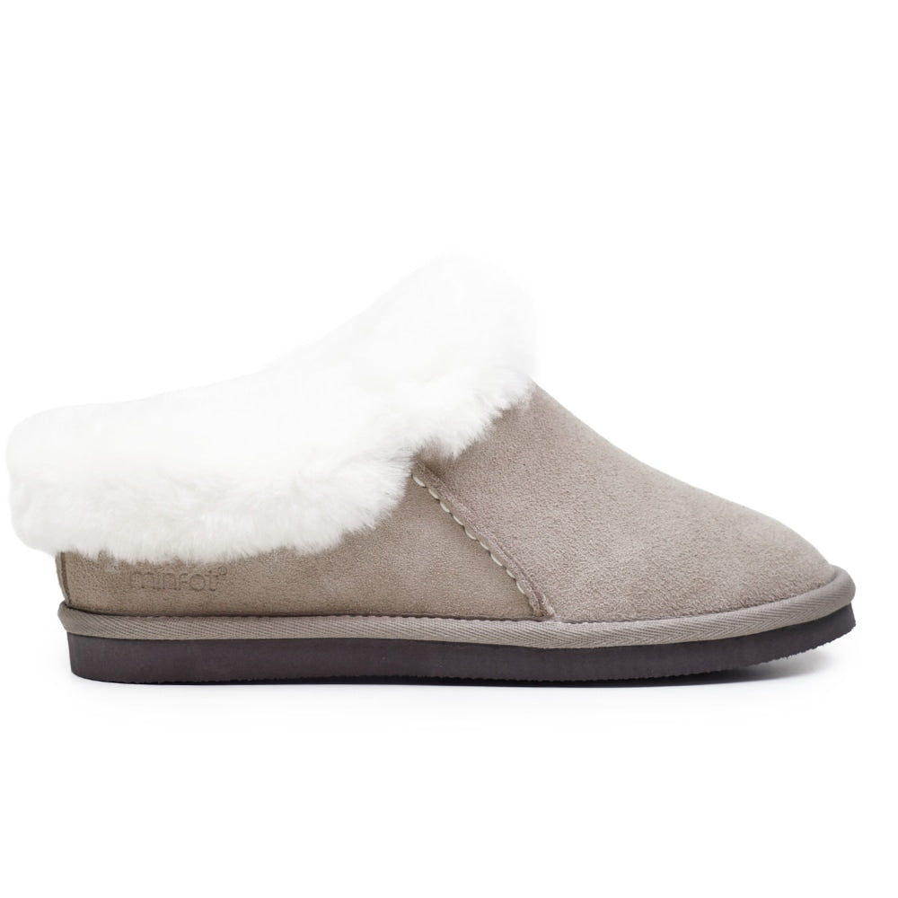 Minfot Fårskinnstofflor Bergen med sula Taupe