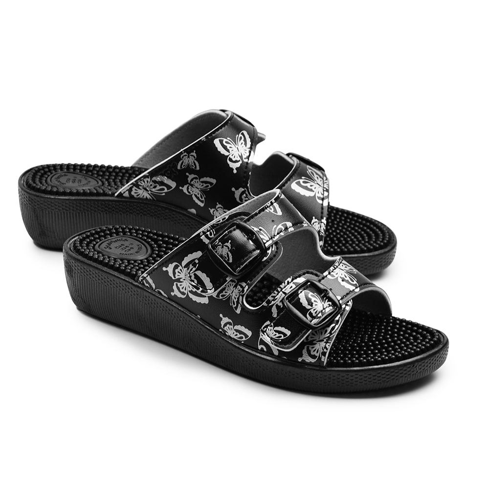 Minfot Massage Sandaler Fjäril Svart