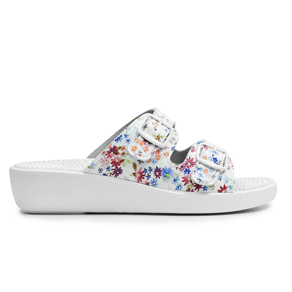 Minfot Massage Sandaler Blommig Vit
