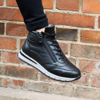 Minfot Pim Hög Sneaker Dam Bred Skinn Svart