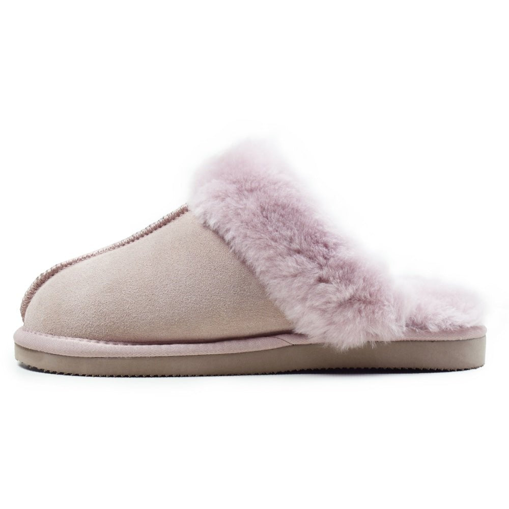 Minfot Fårskinnstofflor Slip-on Duved med sula Rosa