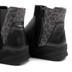 Minfot Zon Chelsea Boots med zip Stretch Läder Svart Leopard