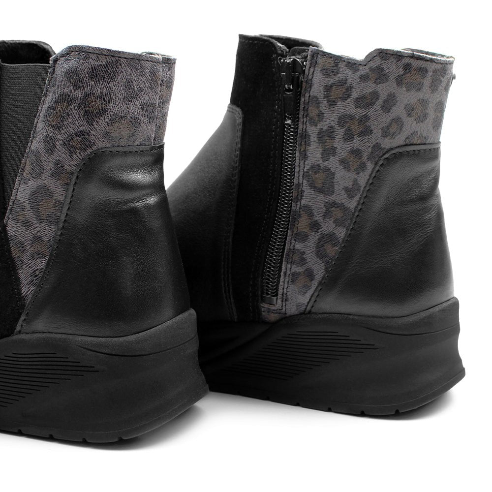 Produktbild 11 - Minfot Zon Chelsea Boots med zip Stretch Läder Svart Leopard