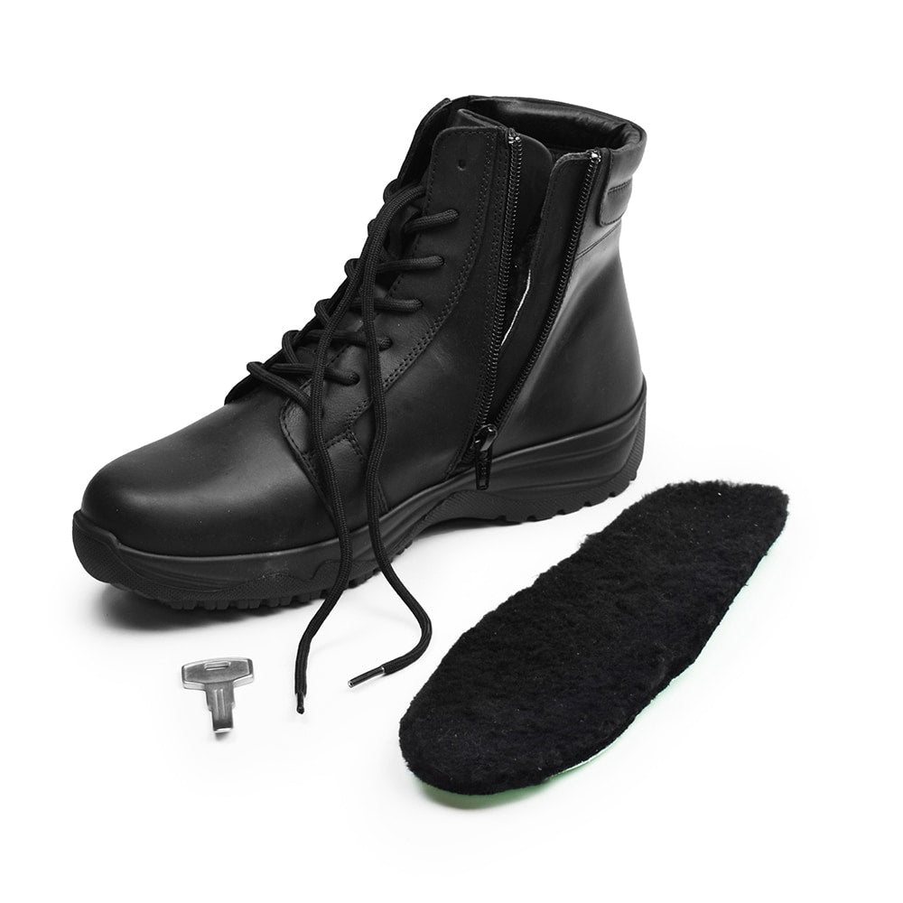 Minfot Dubbskor Lima Skinn Ull Svart