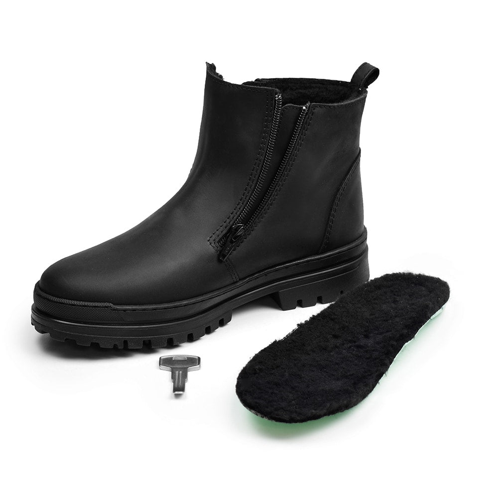 Minfot Dubbskor Haga Skinn Ull Svart