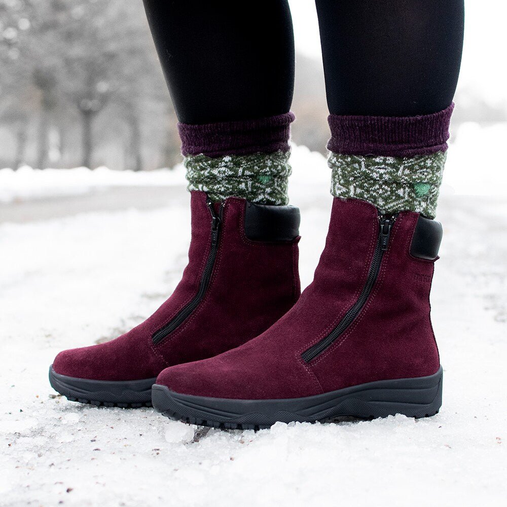 Minfot Dubbskor Boden Mocka Ull Bordeaux