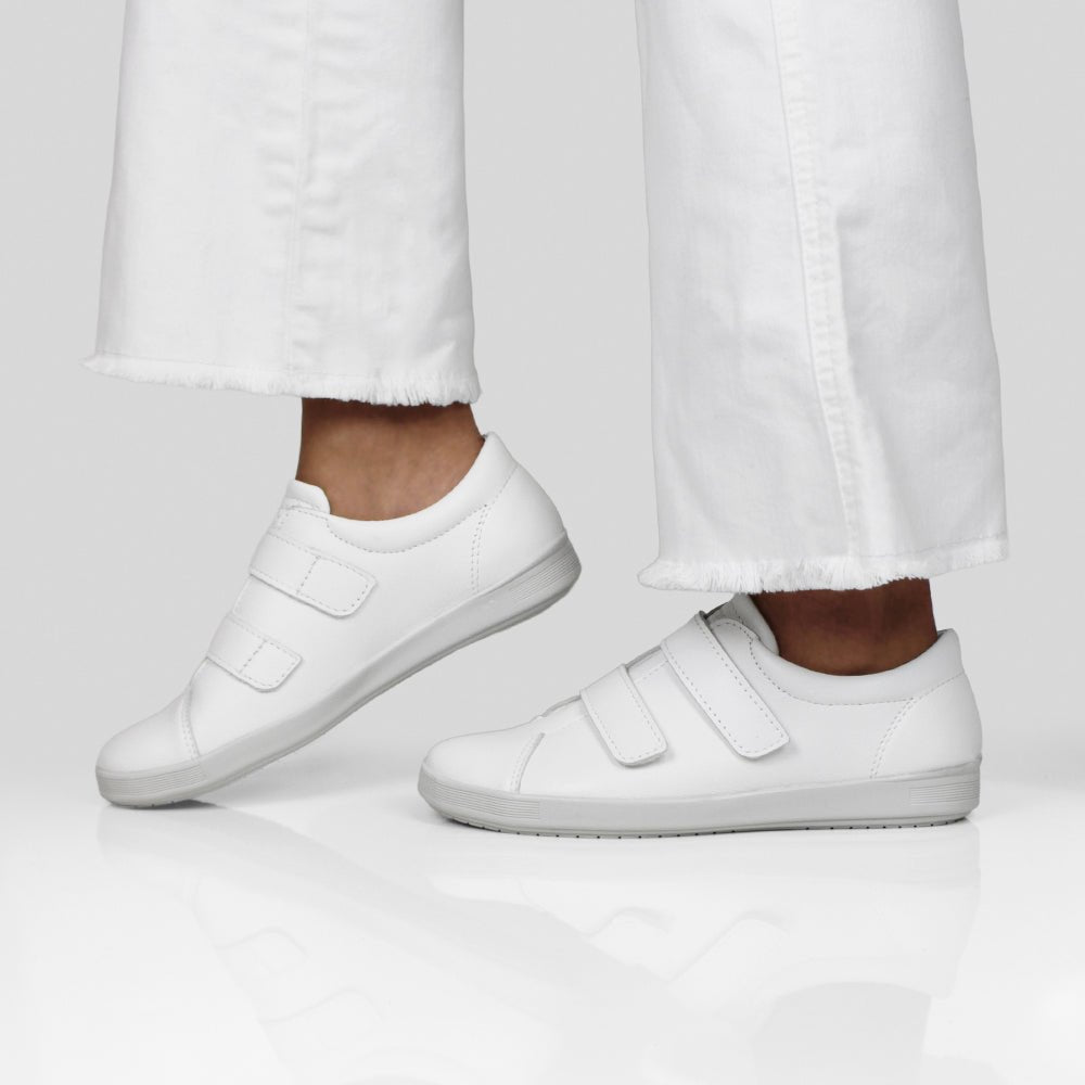 Minfot Aveny Skinn Sneaker med Kardborreband Vit