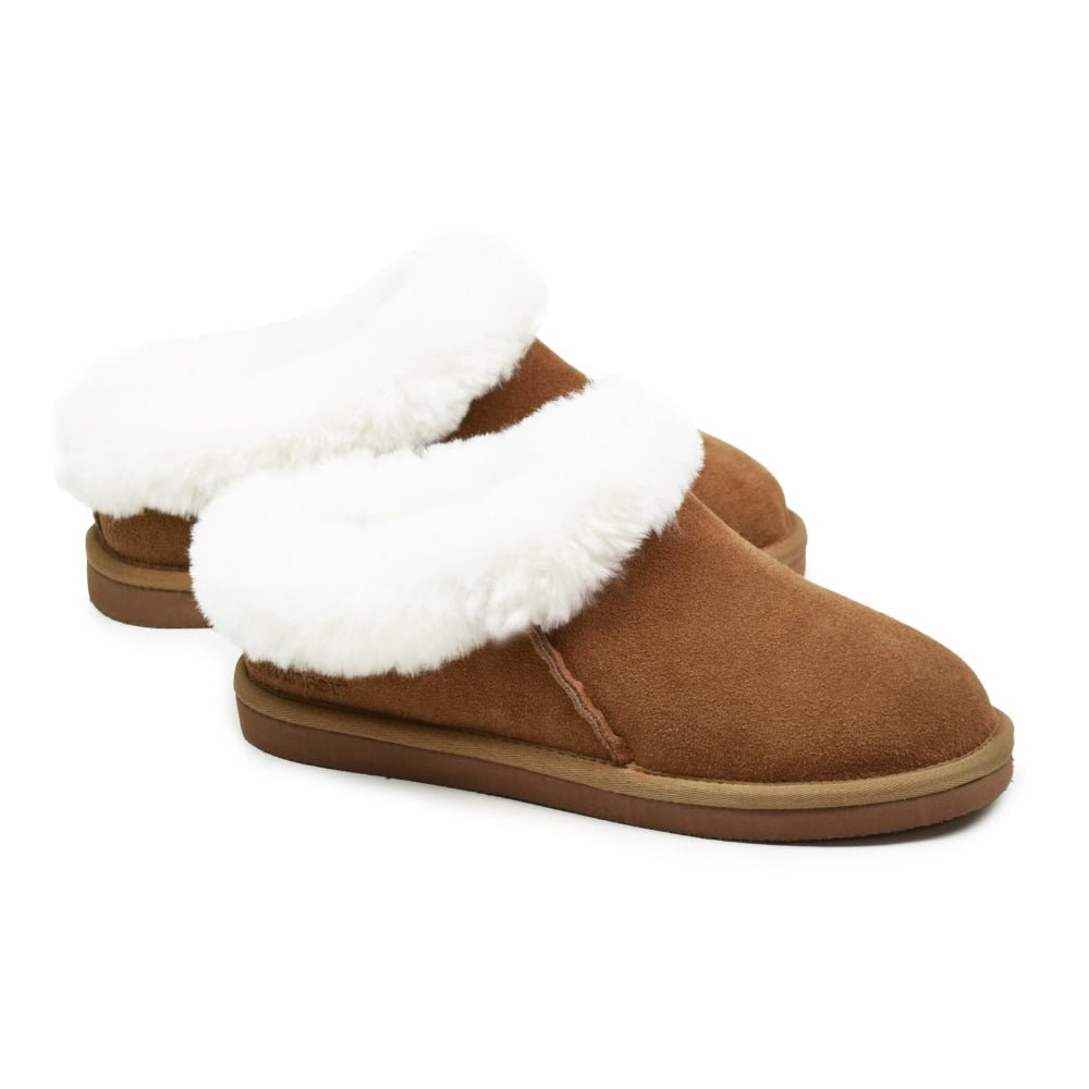 Minfot Fårskinnstofflor Bergen med sula Chestnut