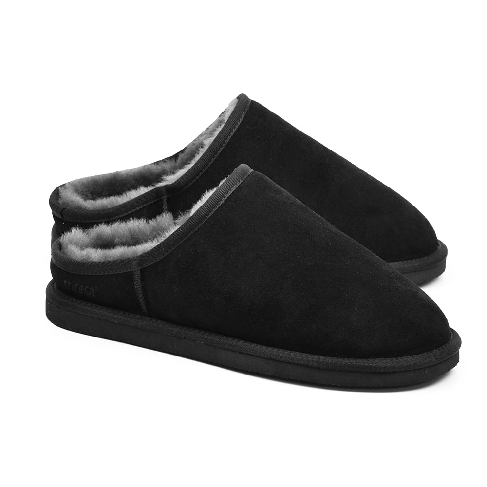 Minfot Fårskinnstofflor Vejle med sula Svart
