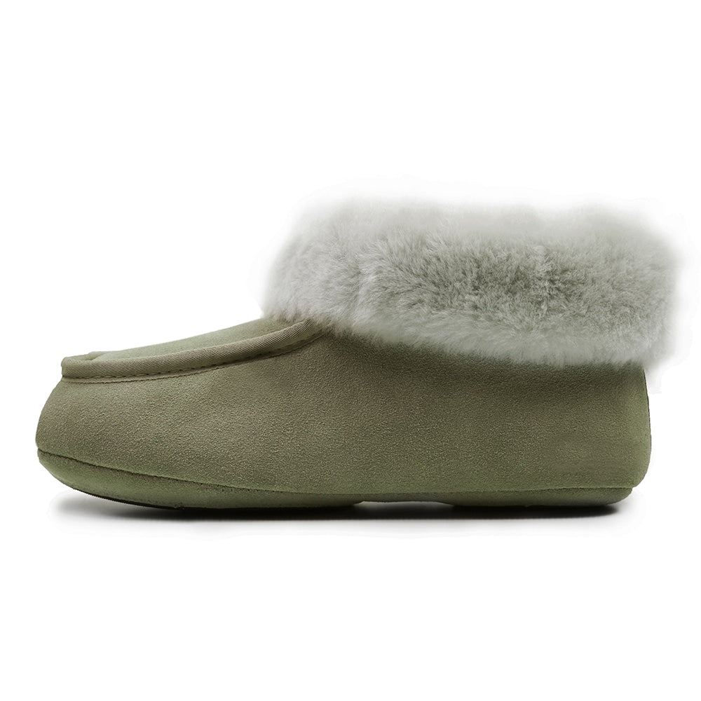 Minfot Fårskinnstofflor Hemse Med Sula Olive
