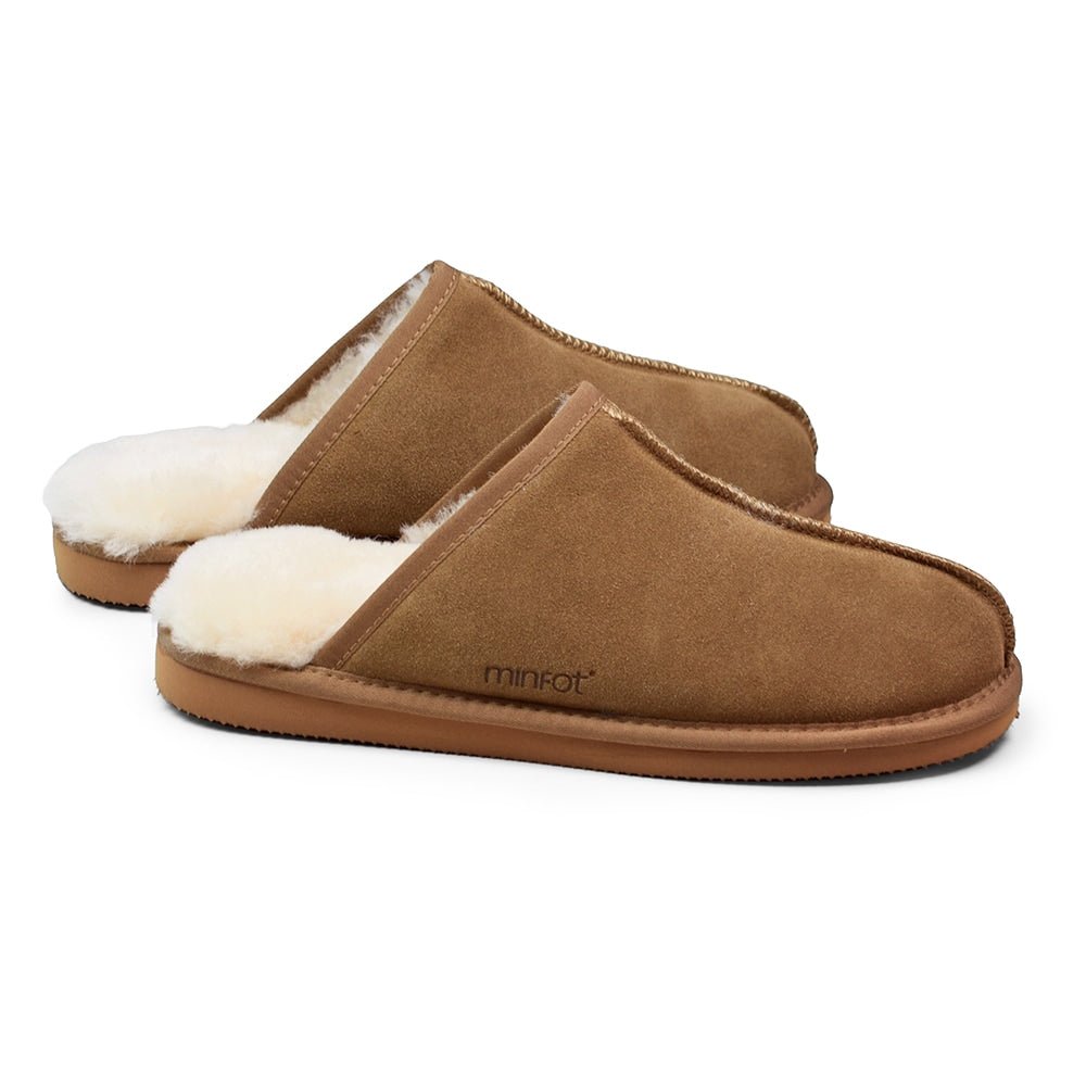 Minfot Fårskinnstofflor Slip-on Orust med sula Chestnut