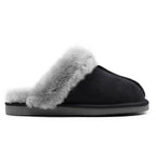 Minfot Fårskinnstofflor Slip-on Duved med sula Svart