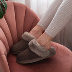 Minfot Fårskinnstofflor Slip-on Duved med sula Stone