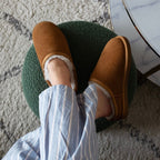 Minfot Fårskinnstofflor Vejle med sula Chestnut