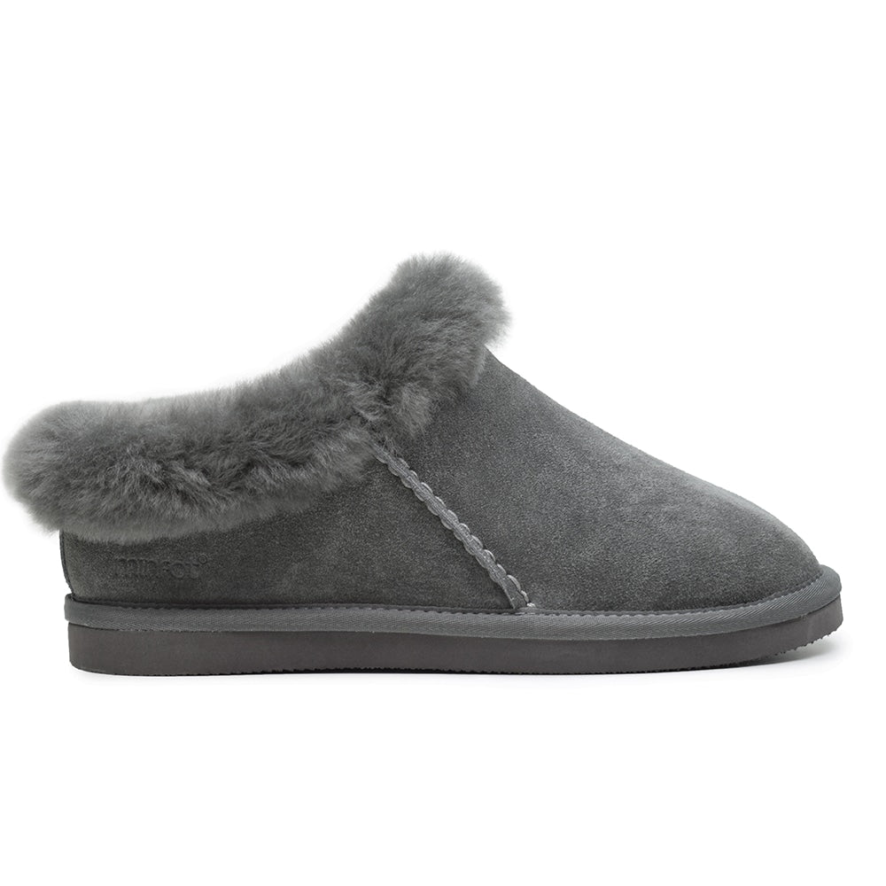 Minfot Fårskinnstofflor Bergen med sula Grå