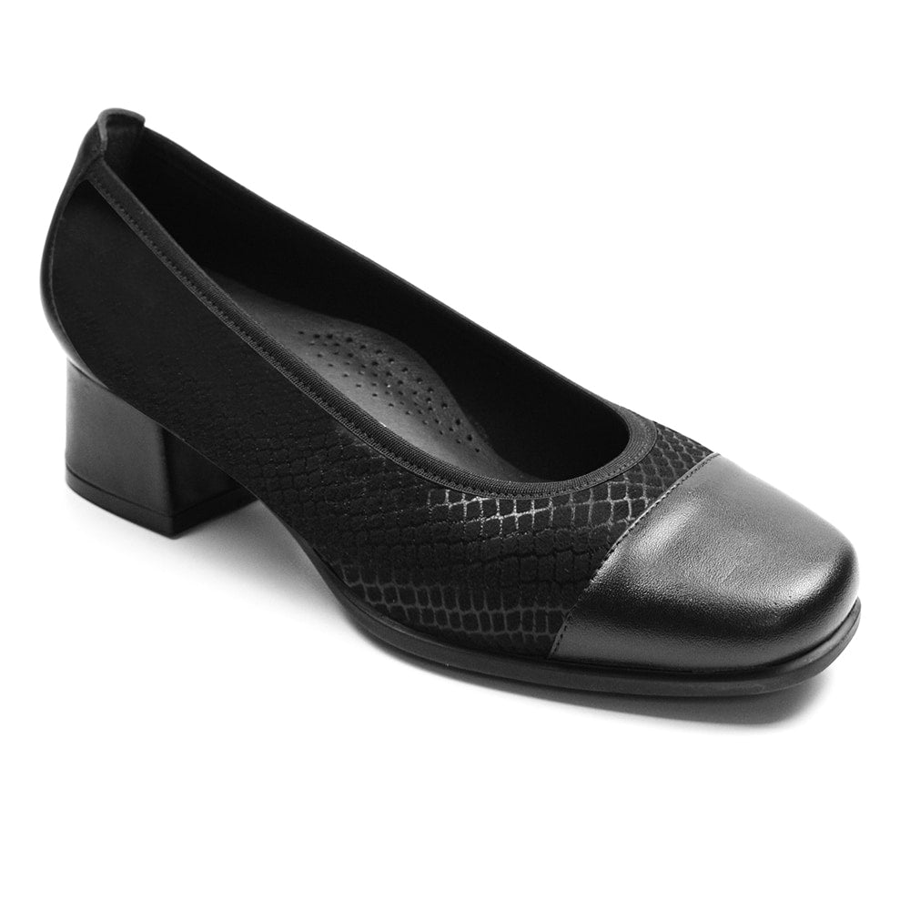 Minfot Irma Dam Finskor med Klack Stretch Svart