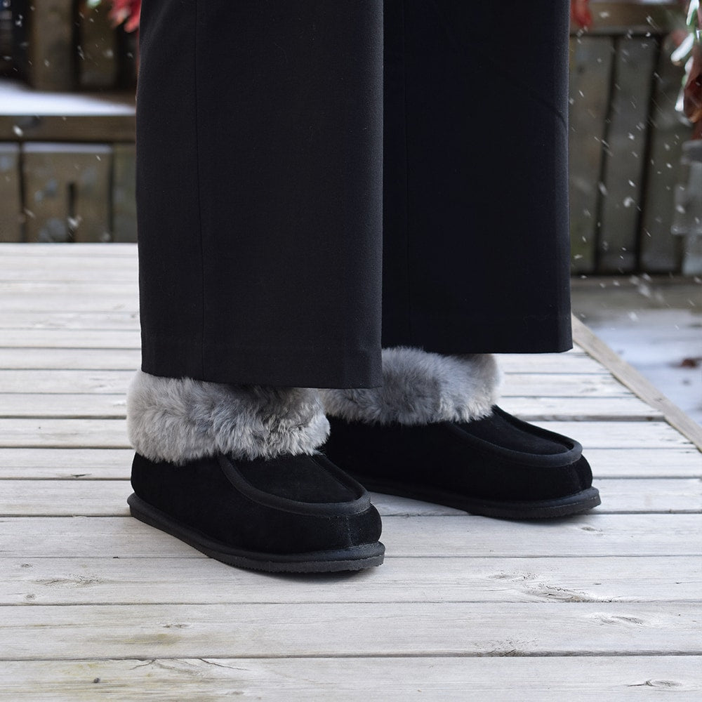 Minfot Fårskinnstofflor Koster med sula Svart