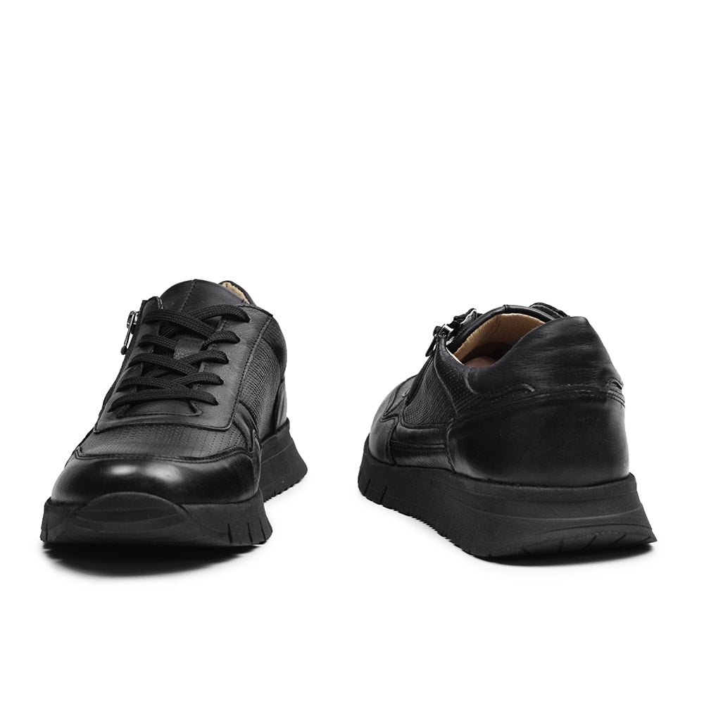 Minfot Max Comfort Sneakers Zip Skinn Svart