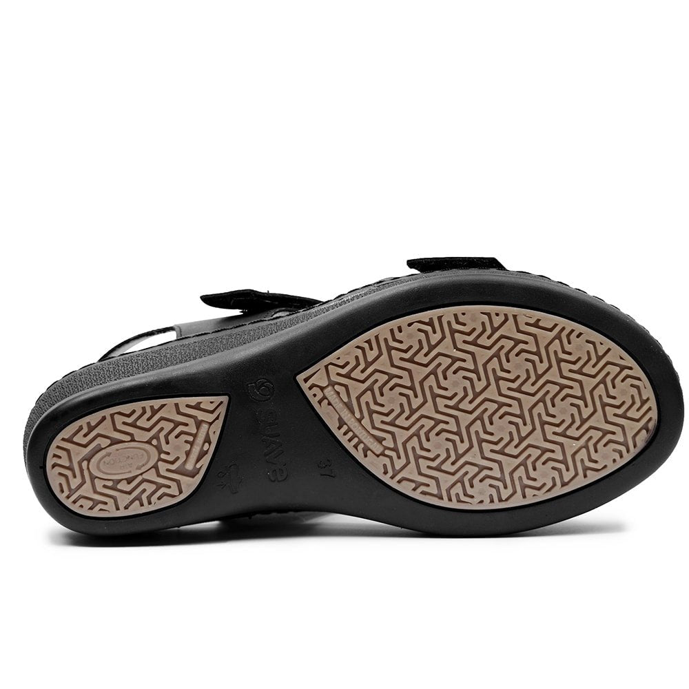 Suave Extra Bred Sandal Skinn Marilyn Svart