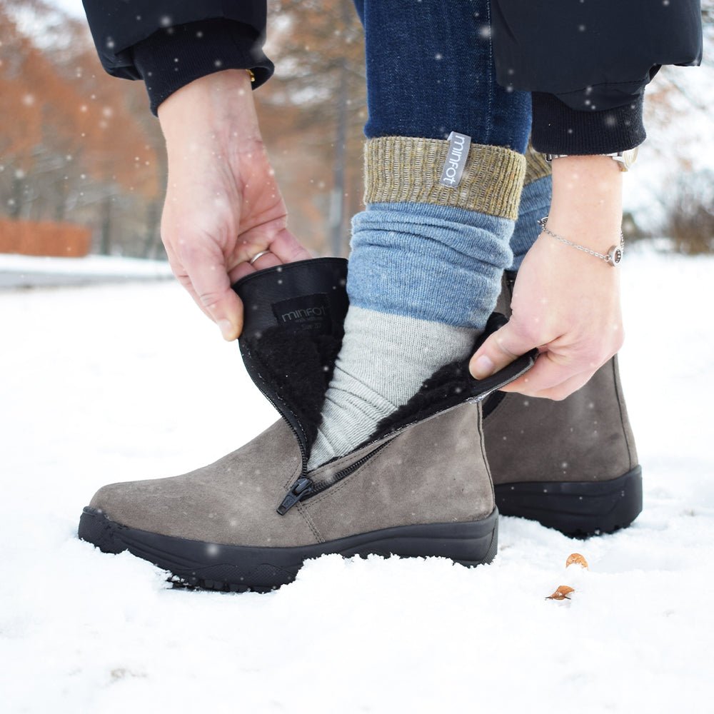 Minfot Dubbskor Boden Mocka Ull Taupe