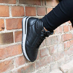 Minfot Pim Hög Sneaker Dam Bred Skinn Svart