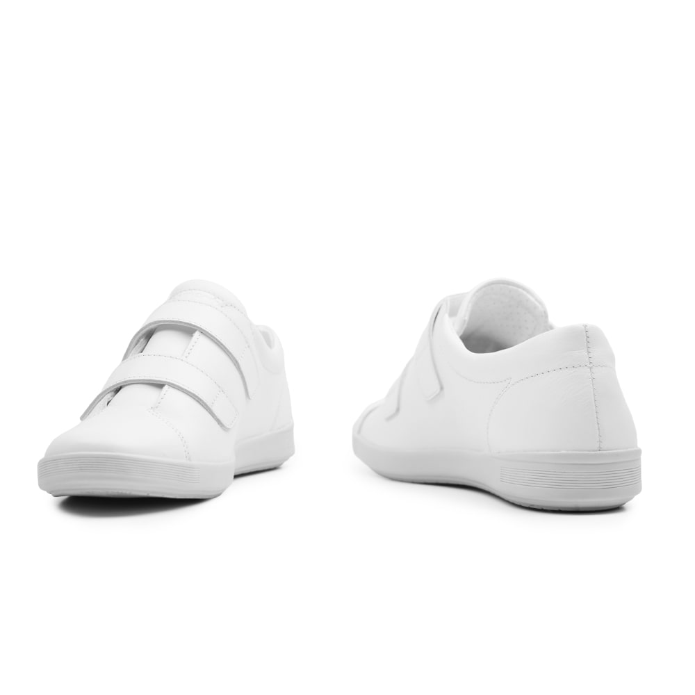 Minfot Aveny Skinn Sneaker med Kardborreband Vit