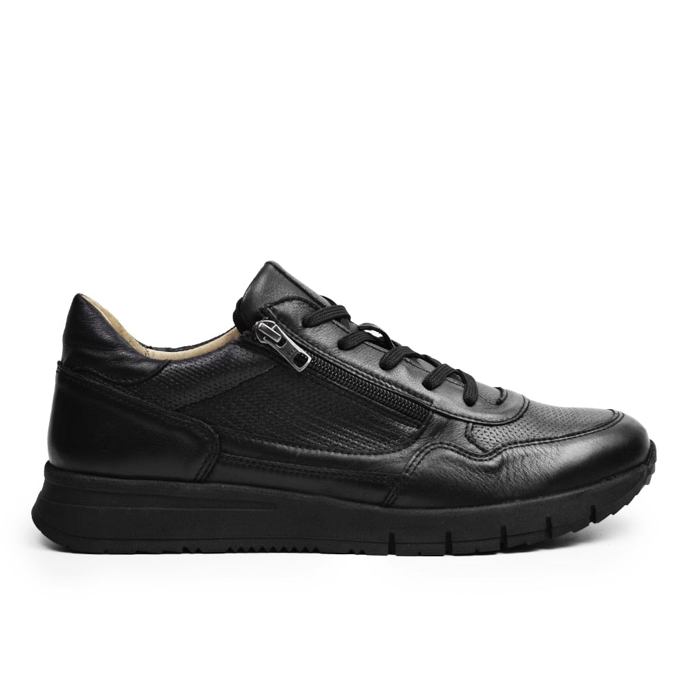 Minfot Max Comfort Sneakers Zip Skinn Svart