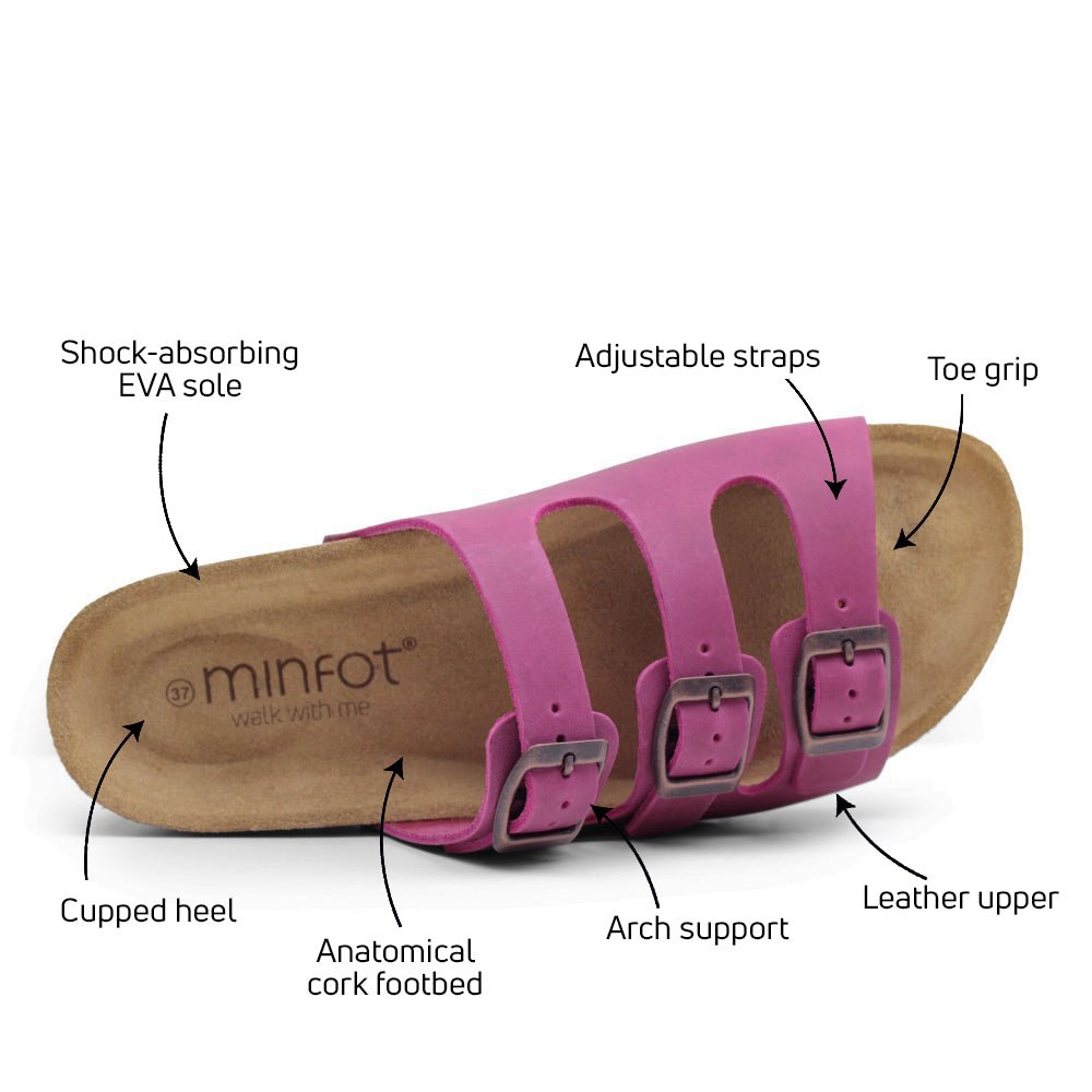 Minfot Lo Biosandaler Dam Skinn Anatomisk 3-remmar Fuxia