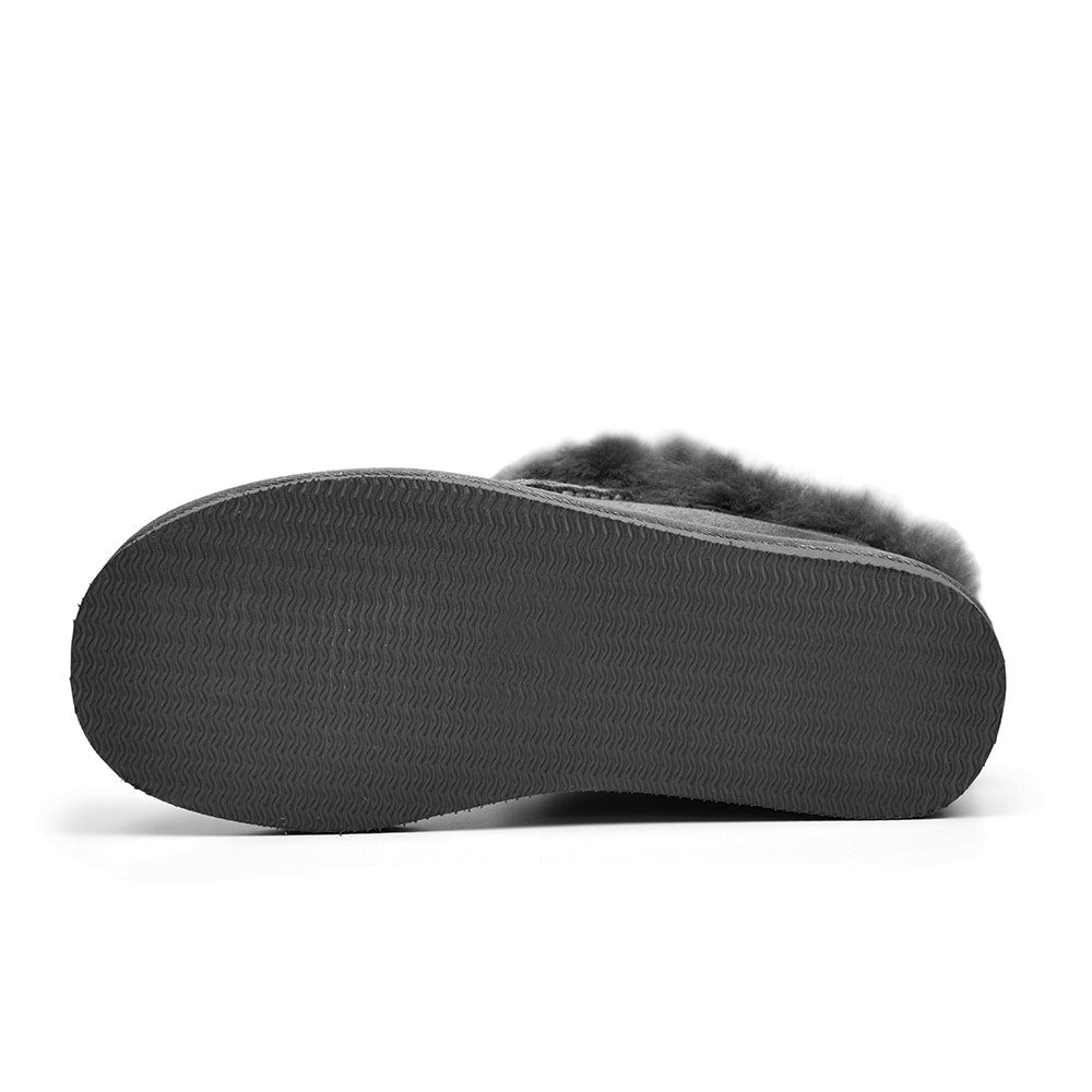 Minfot Fårskinnstofflor Bergen med sula Grå