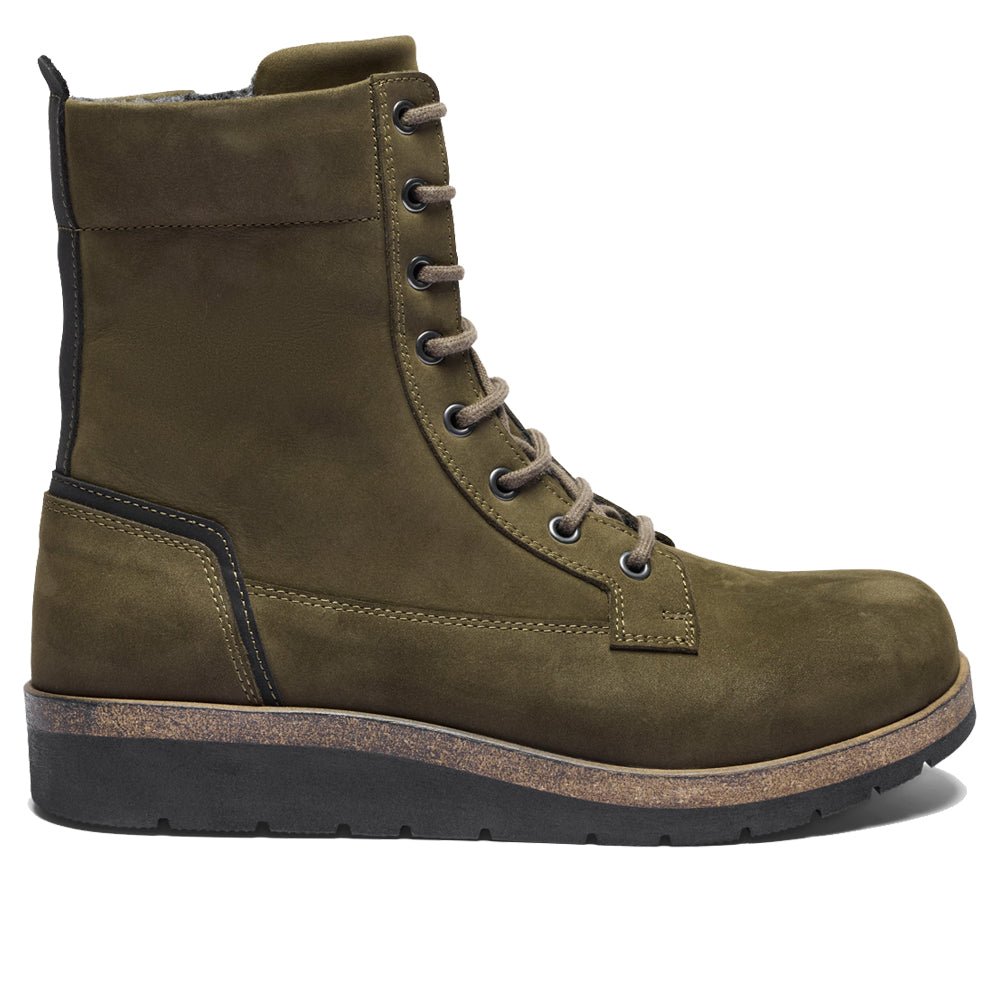 New Feet Linn Breda Boots Snörning Dragkedja Grön