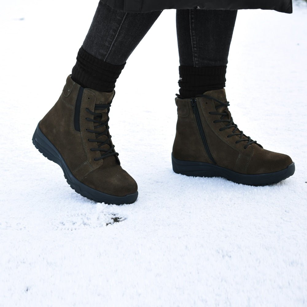 Minfot Dubbskor Lima Mocka Ull Mörkgrön