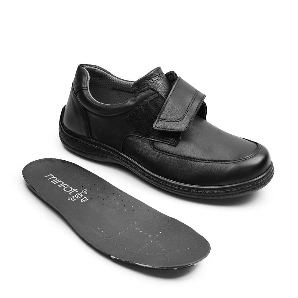 Produktbild 10 - Minfot Arthur Breda Skor Kardborre Stretch Skinn Svart