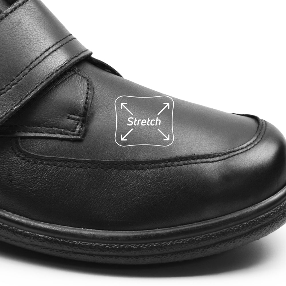 Produktbild 4 - Minfot Arthur Breda Skor Kardborre Stretch Skinn Svart