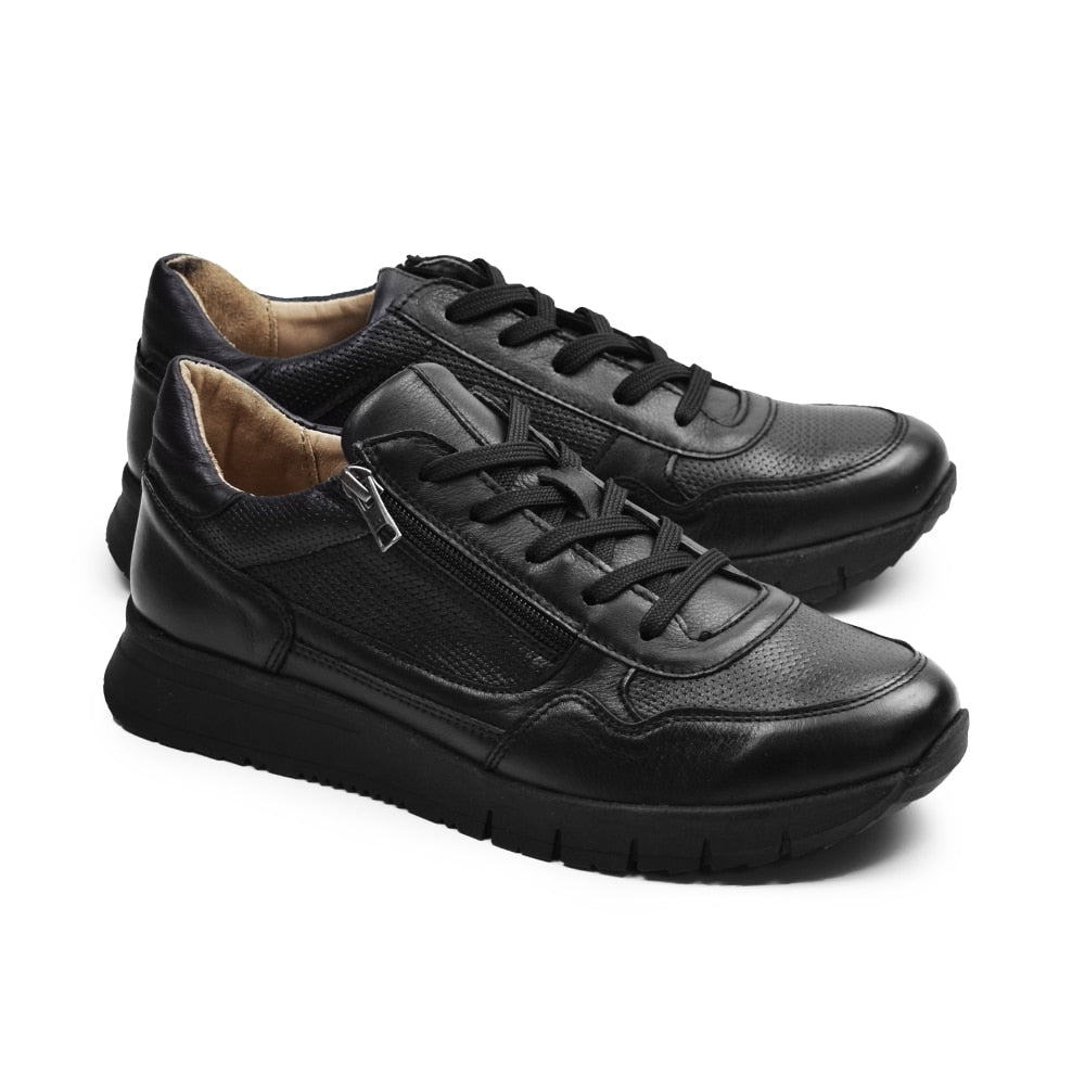 Minfot Max Comfort Sneakers Zip Skinn Svart