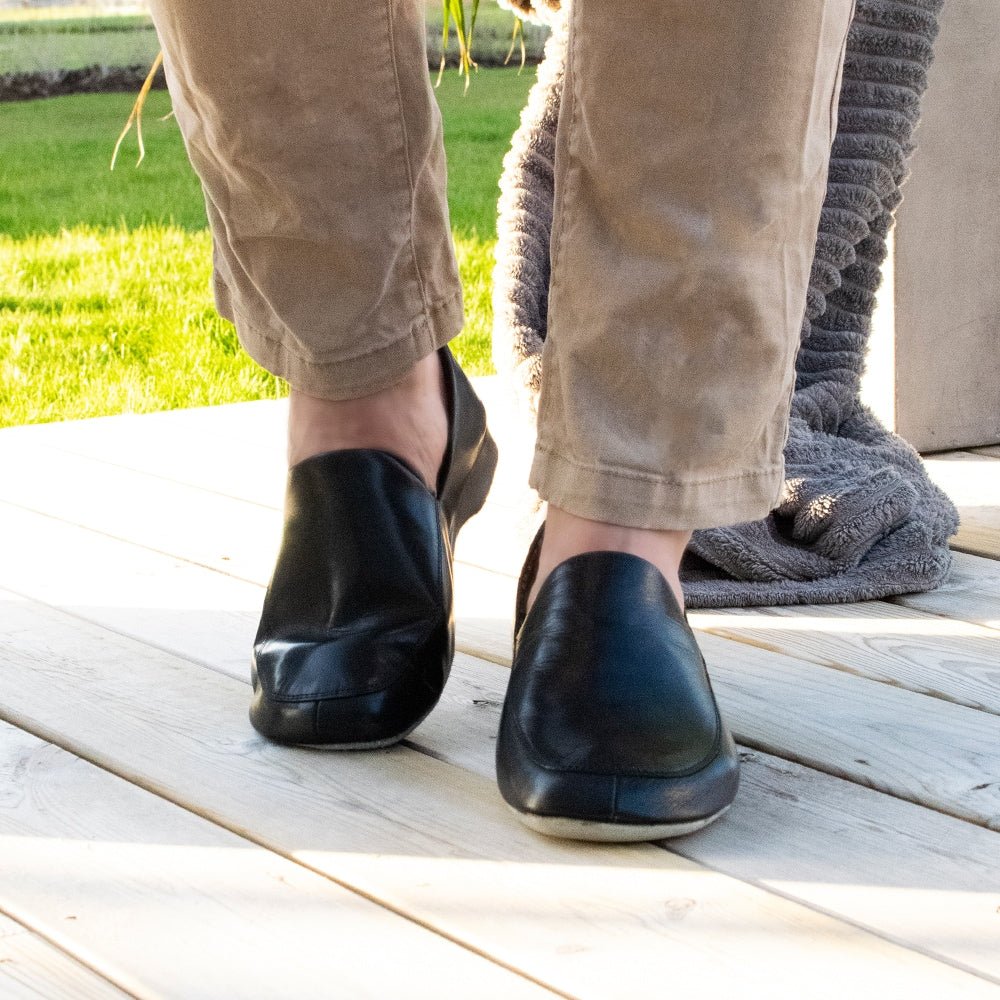 Produktbild 8 - Minfot Herrtofflor Hans Läder Hälkappa Svart