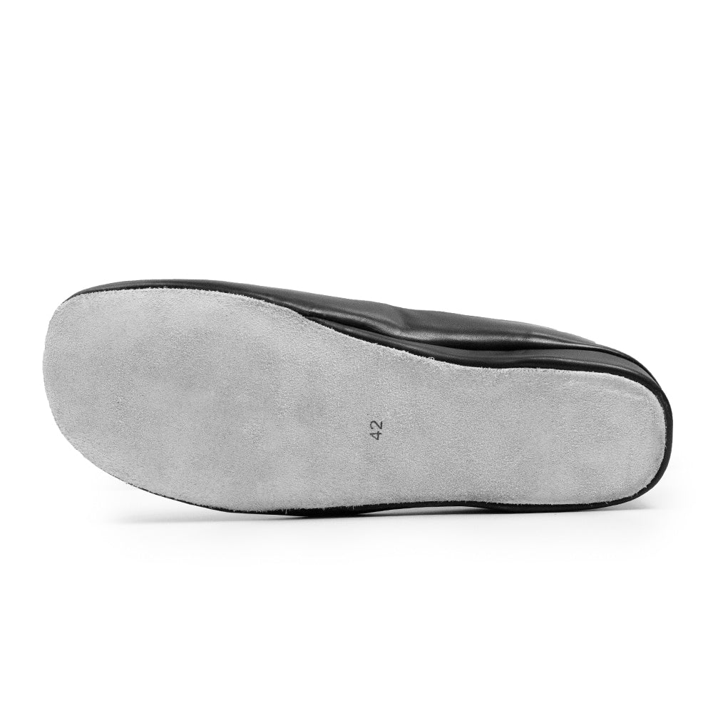 Minfot Herrtofflor Hans Läder Hälkappa Svart