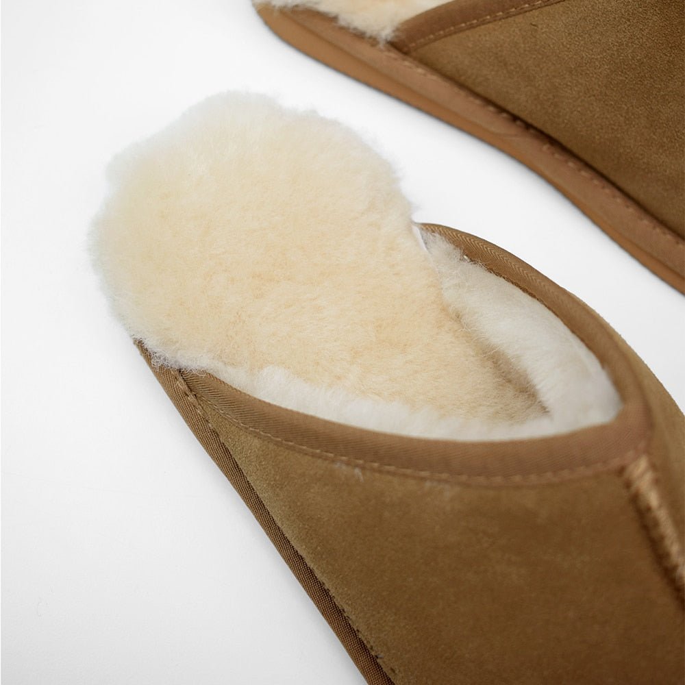 Minfot Fårskinnstofflor Slip-on Orust med sula Chestnut