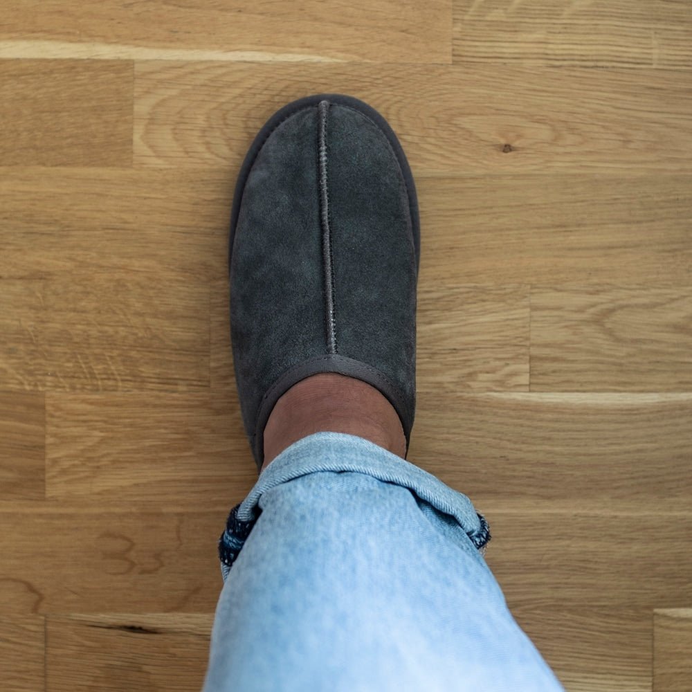 Minfot Fårskinnstofflor Slip-on Orust med sula Grå