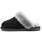 Minfot Fårskinnstofflor Slip-on Duved med sula Svart