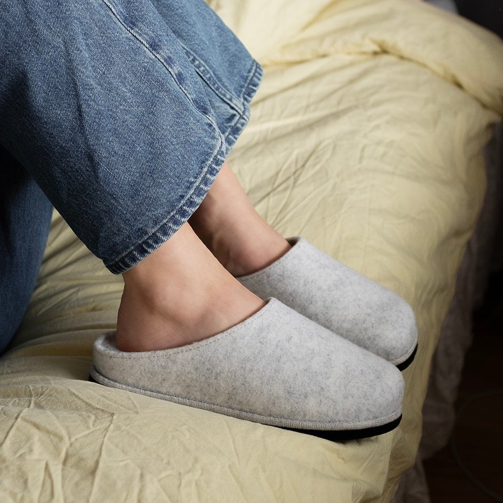 Minfot Tofflor Slip-on Viken Ull Ljusgrå