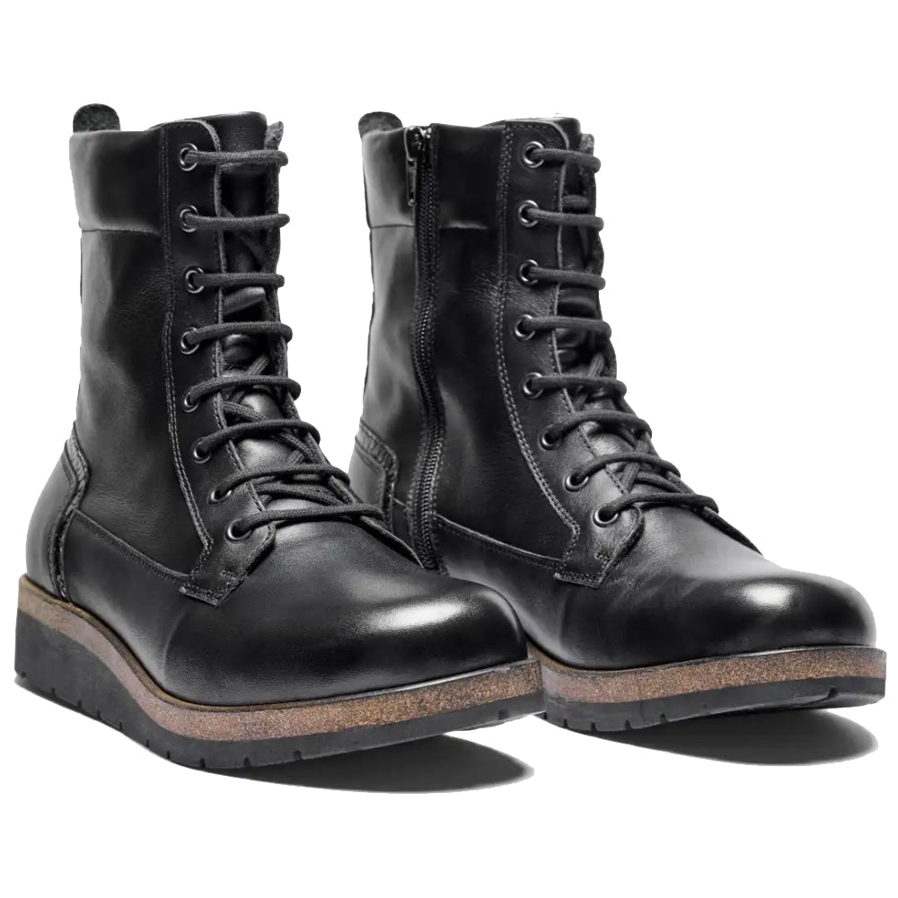 New Feet Linn Breda Boots Snörning Dragkedja Svart