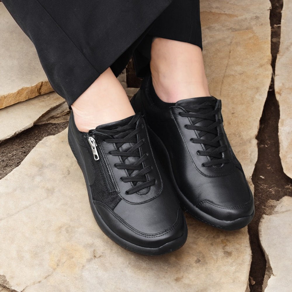 Minfot Way Sneaker Bred Stretch Zip Svart