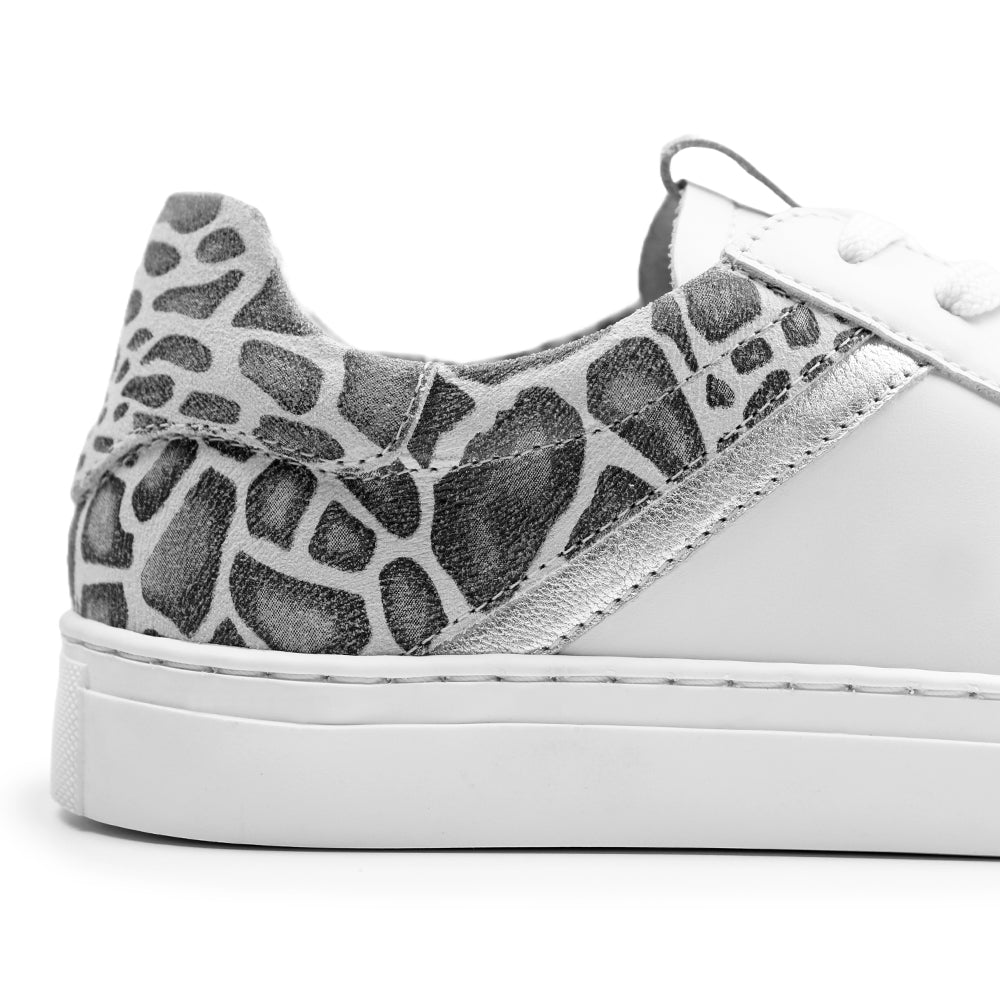 Minfot Comfort Sneakers Skinn Leopard Vit