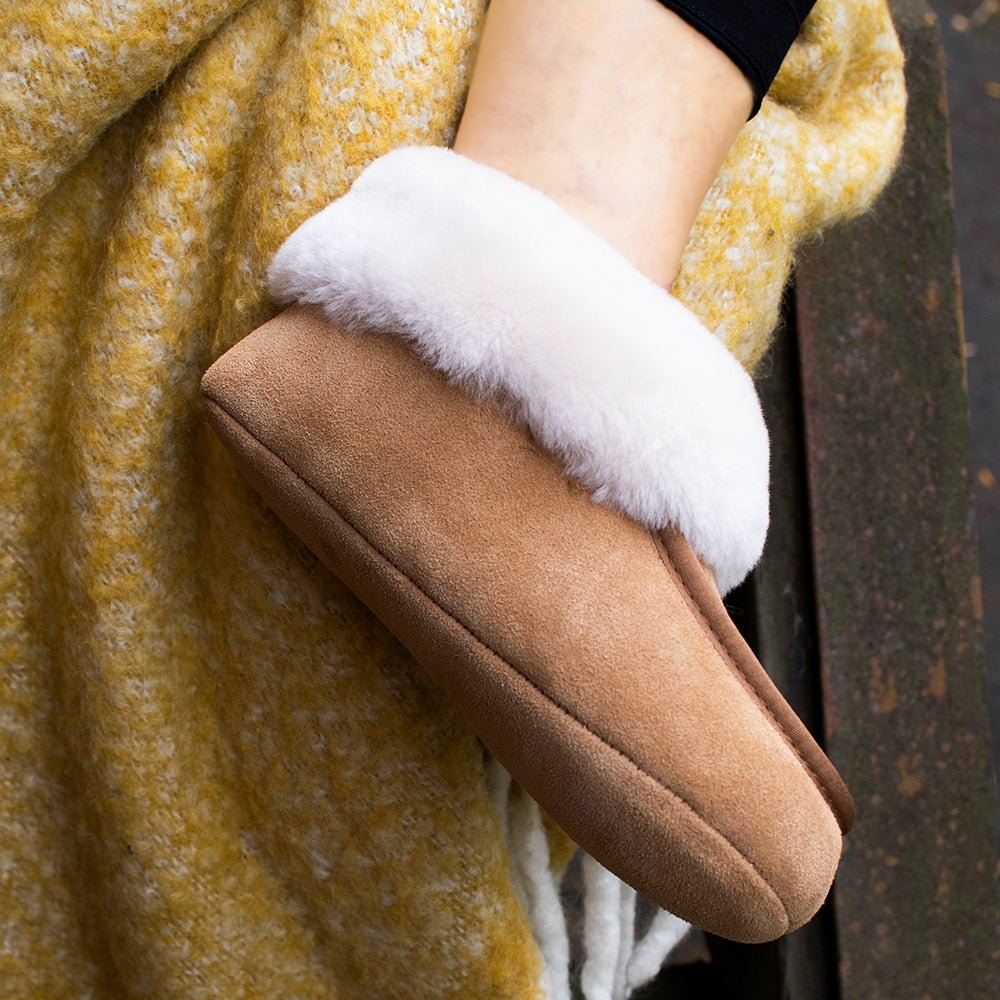 Minfot Fårskinnstofflor Sunne Chestnut Mocka