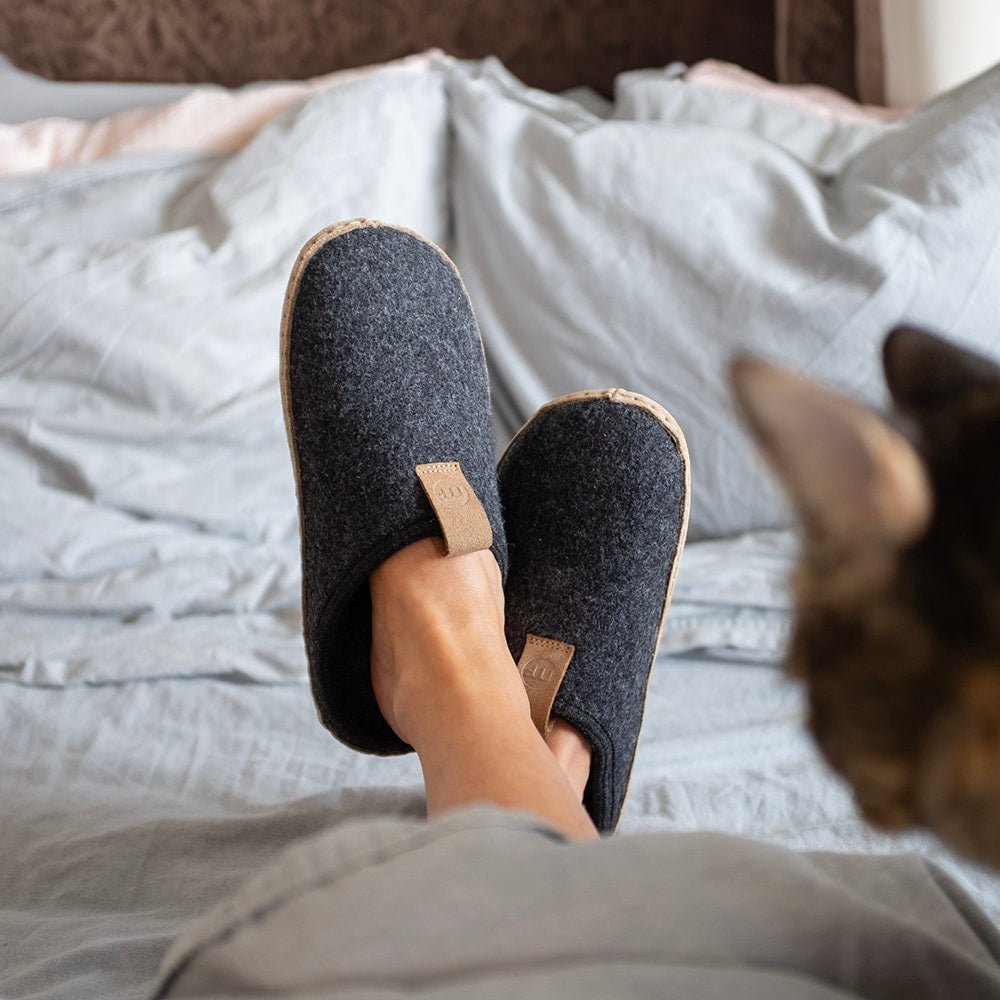 Minfot Cabin Tofflor Unisex Ull Grå