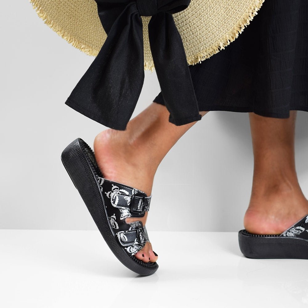 Minfot Massage Sandaler Fjäril Svart