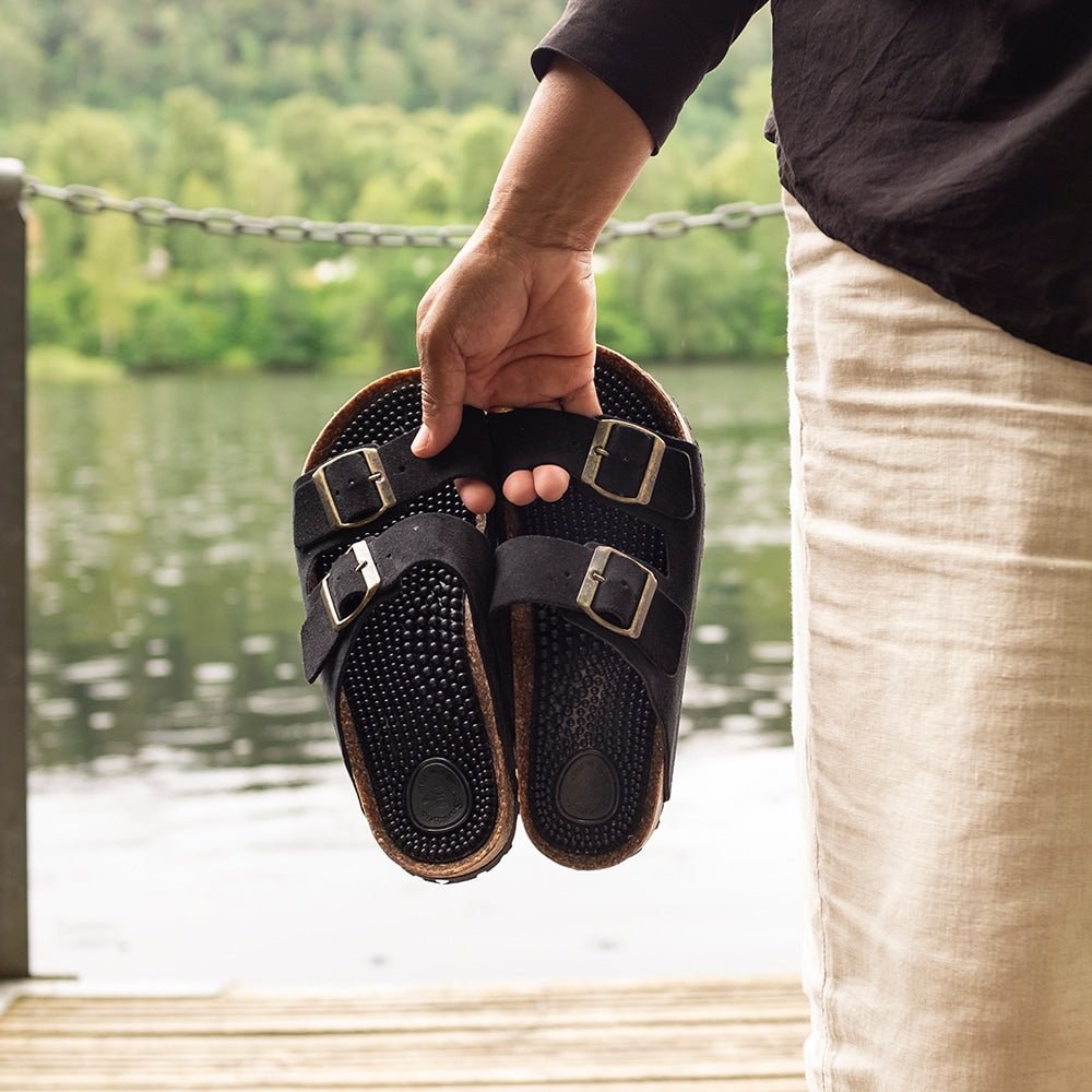 Minfot Massage Sandaler Bio Mocka Svart