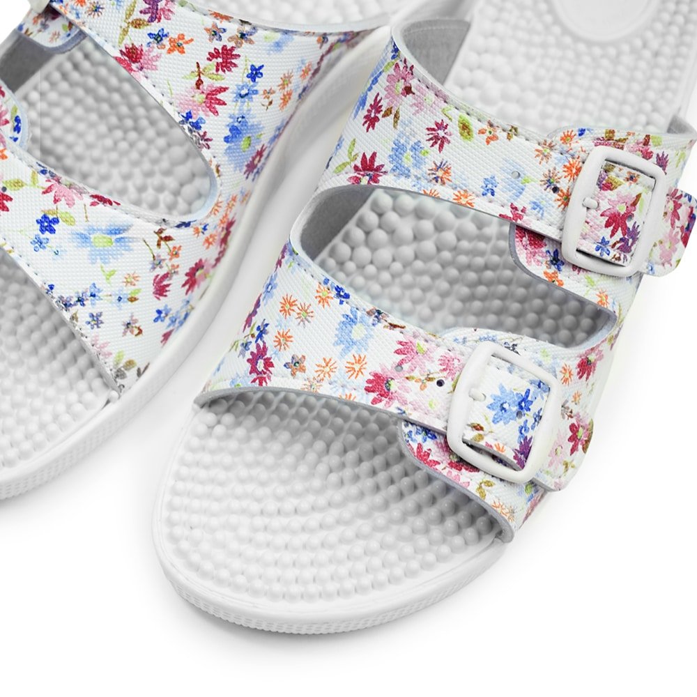 Minfot Massage Sandaler Blommig Vit