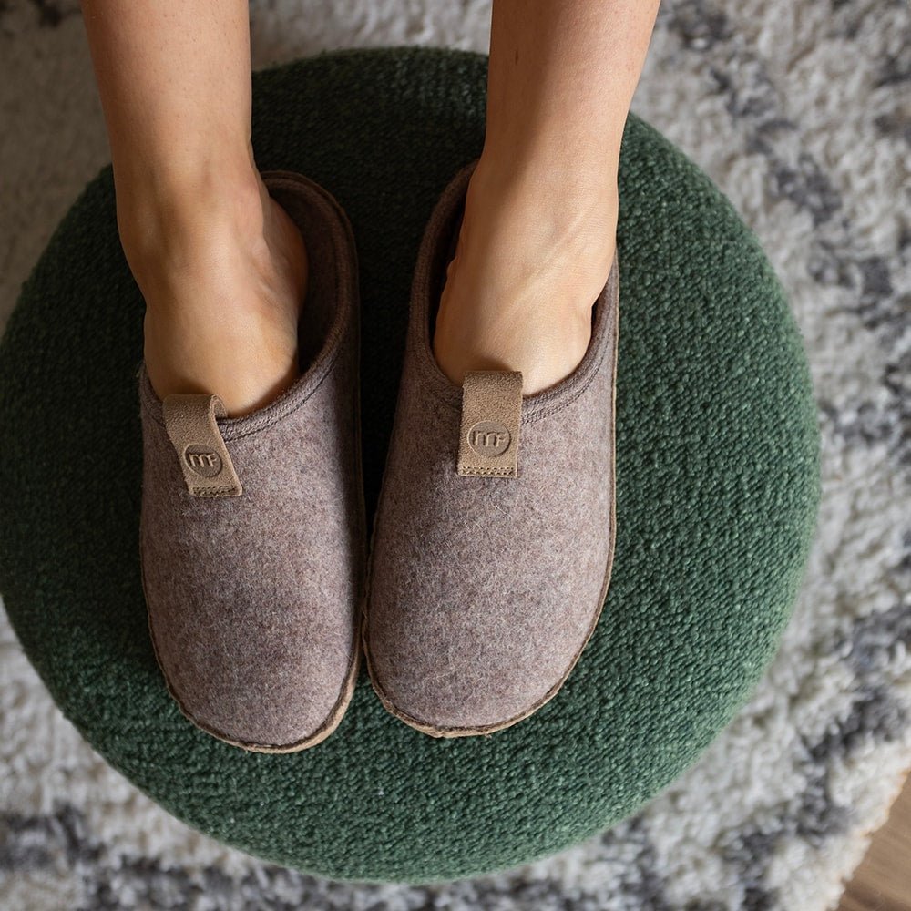 Minfot Cabin Tofflor Unisex Ull Brun